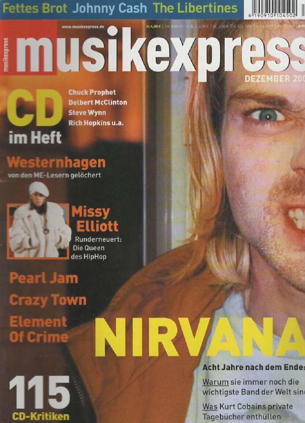Musikexpress Magazin Deutschland 2002-12 Nirvana Kurt Cobain Missy Elliot