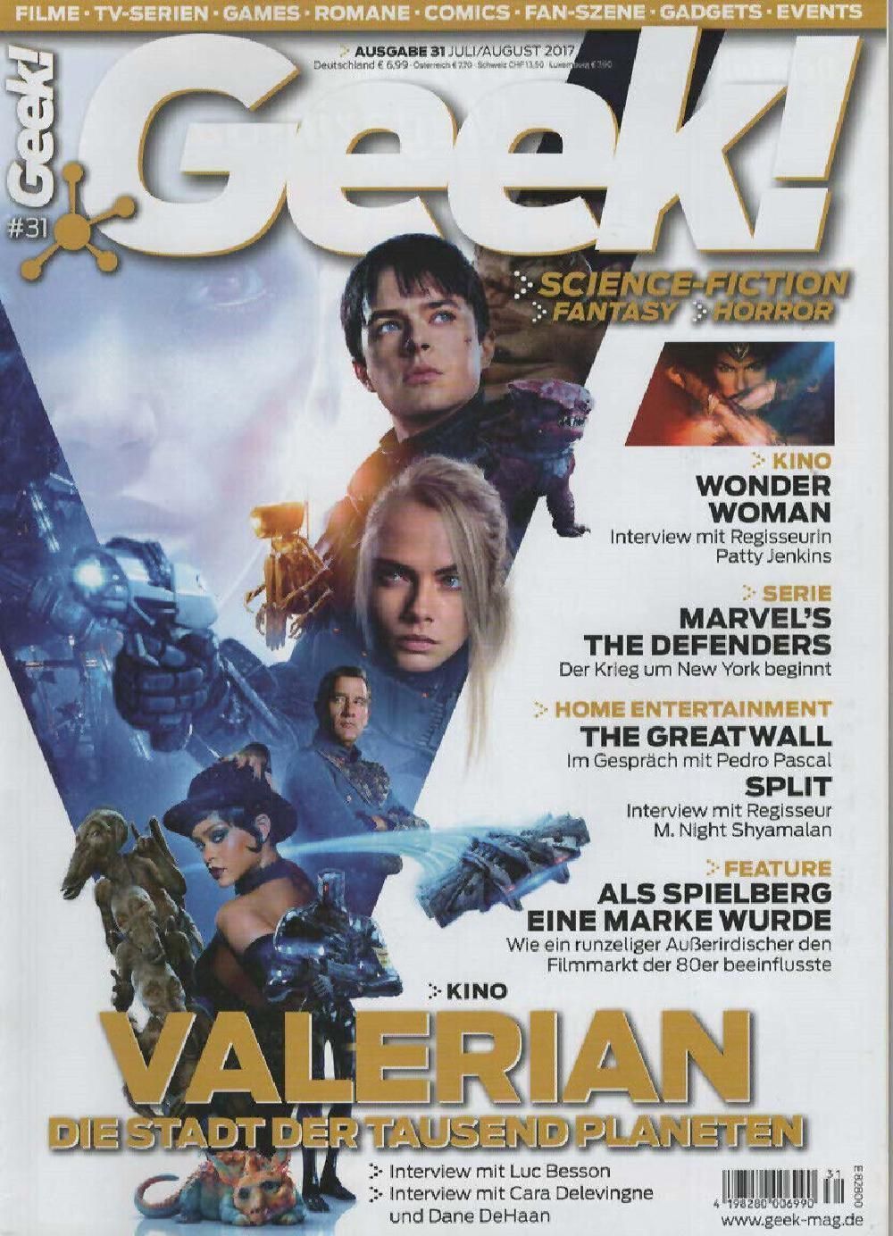 Geek Magazin Deutschland 2017 #31 Cara Delevingne Rihanna Valerian Dana DeHaan