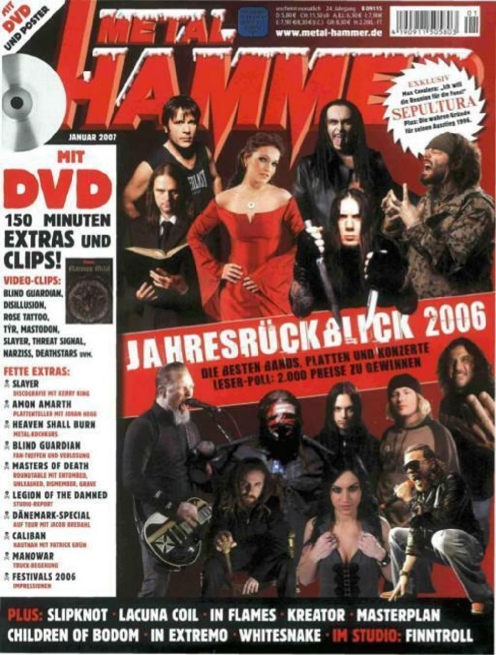 Metal Hammer Magazin Deutschland 2007-01 Slipknot Lacuna Coil In Flames