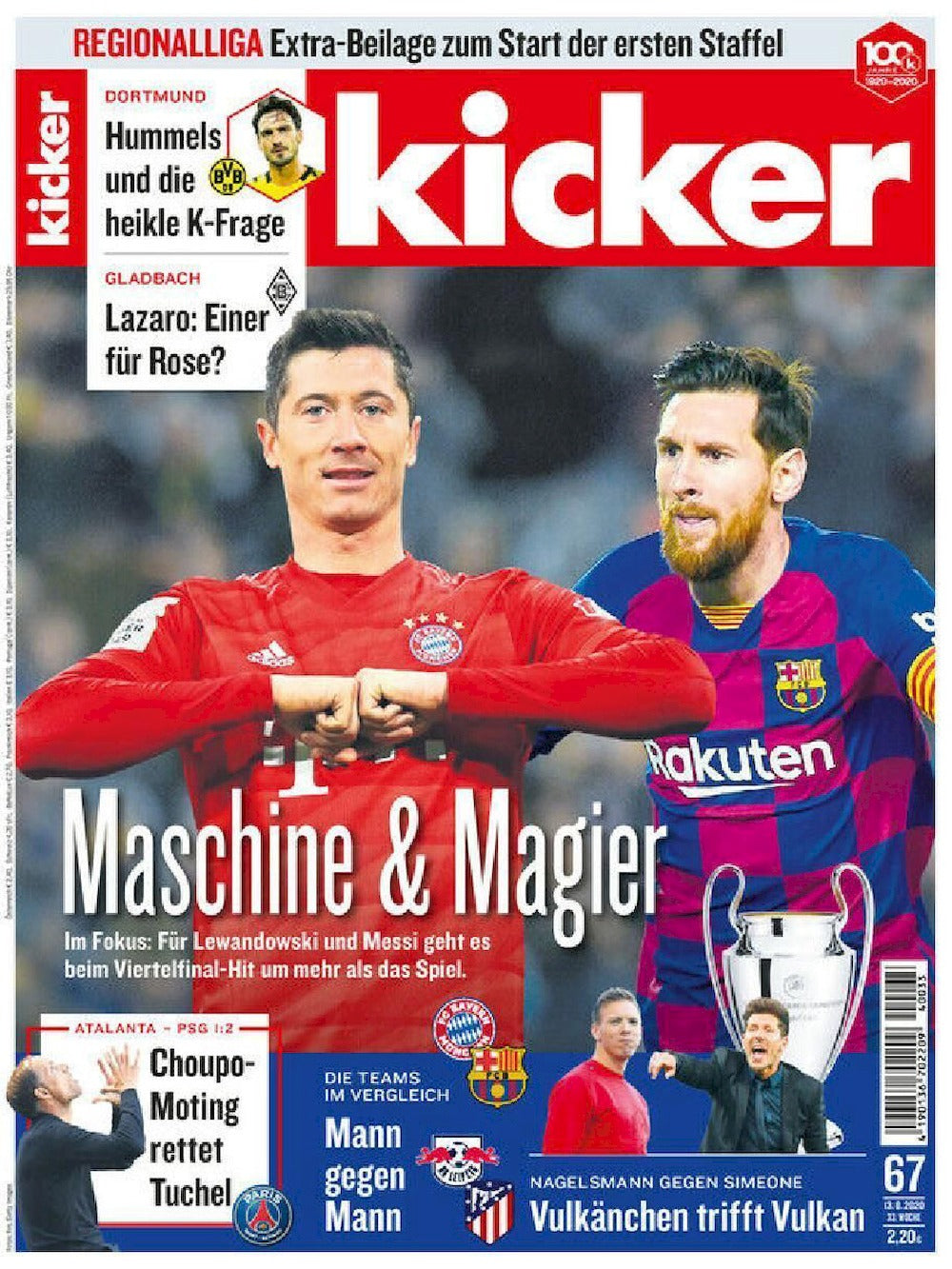Kicker Magazin Deutschland 2020-067 Lionel Messi Lewandowski