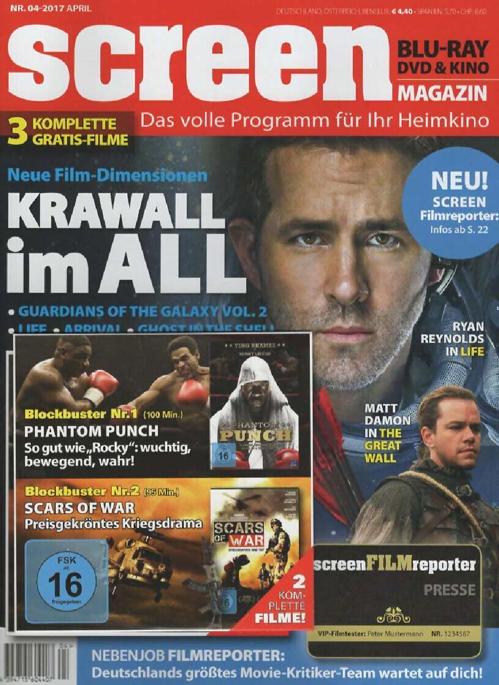 Screen Magazin Deutschland 2017-04 Ryan Reynolds Matt Damon