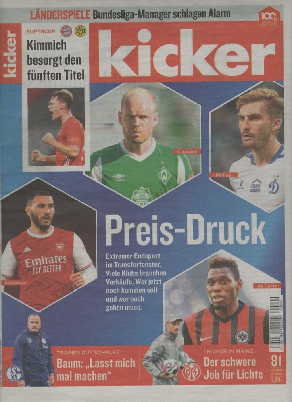 Kicker Magazin Deutschland 2020-081 Kimmich Da Costa Kolasinac
