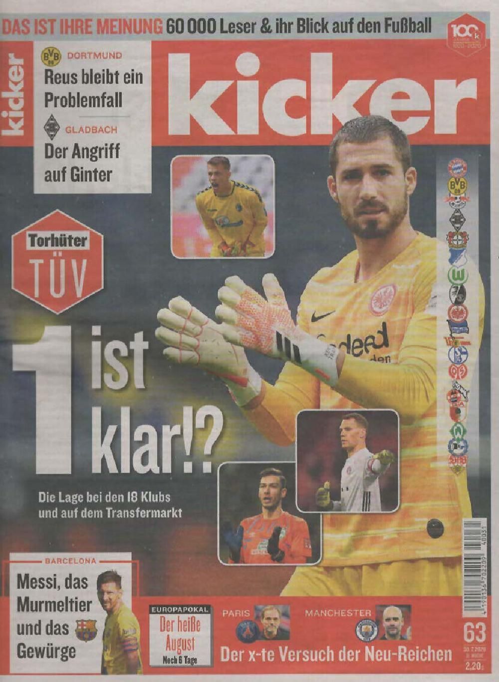 Kicker Magazin Deutschland 2020-063 Messi Tuchel