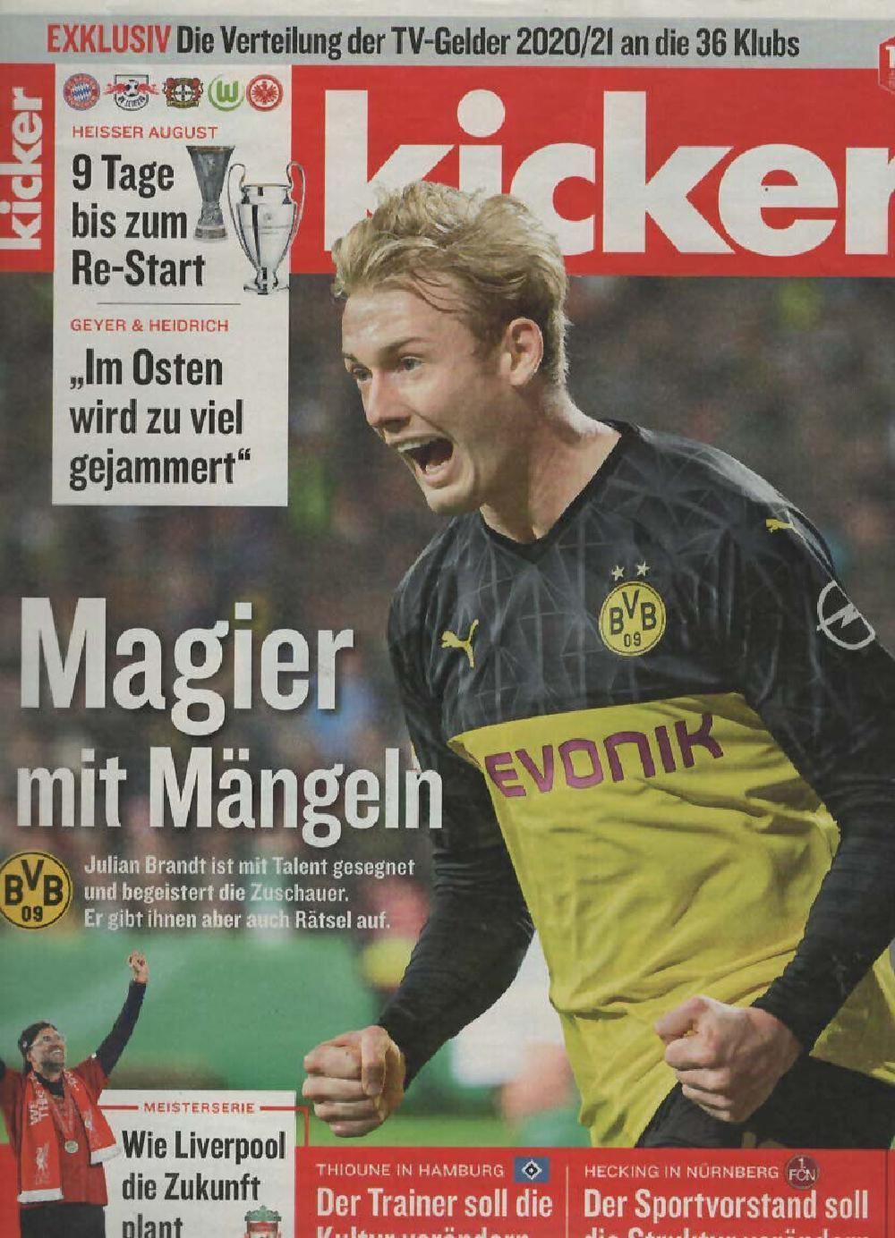 Kicker Magazin Deutschland 2020-062 Julian Brandt Liverpool Jürgen Klopp