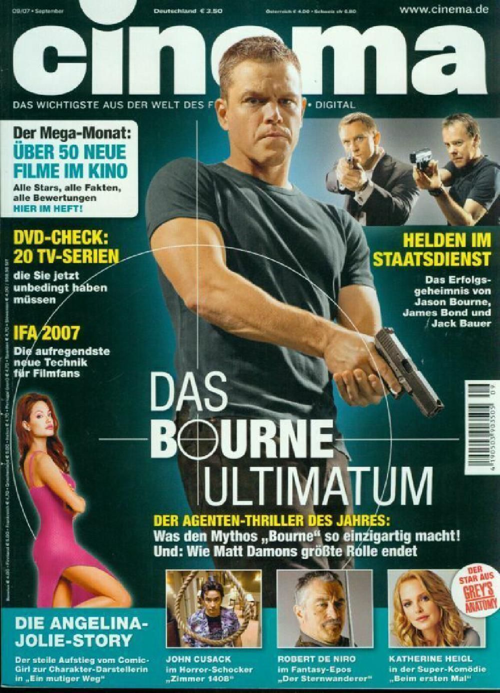 Cinema Magazin Deutschland 2007-09 Matt Damon Angelina Jolie Robert De Niro