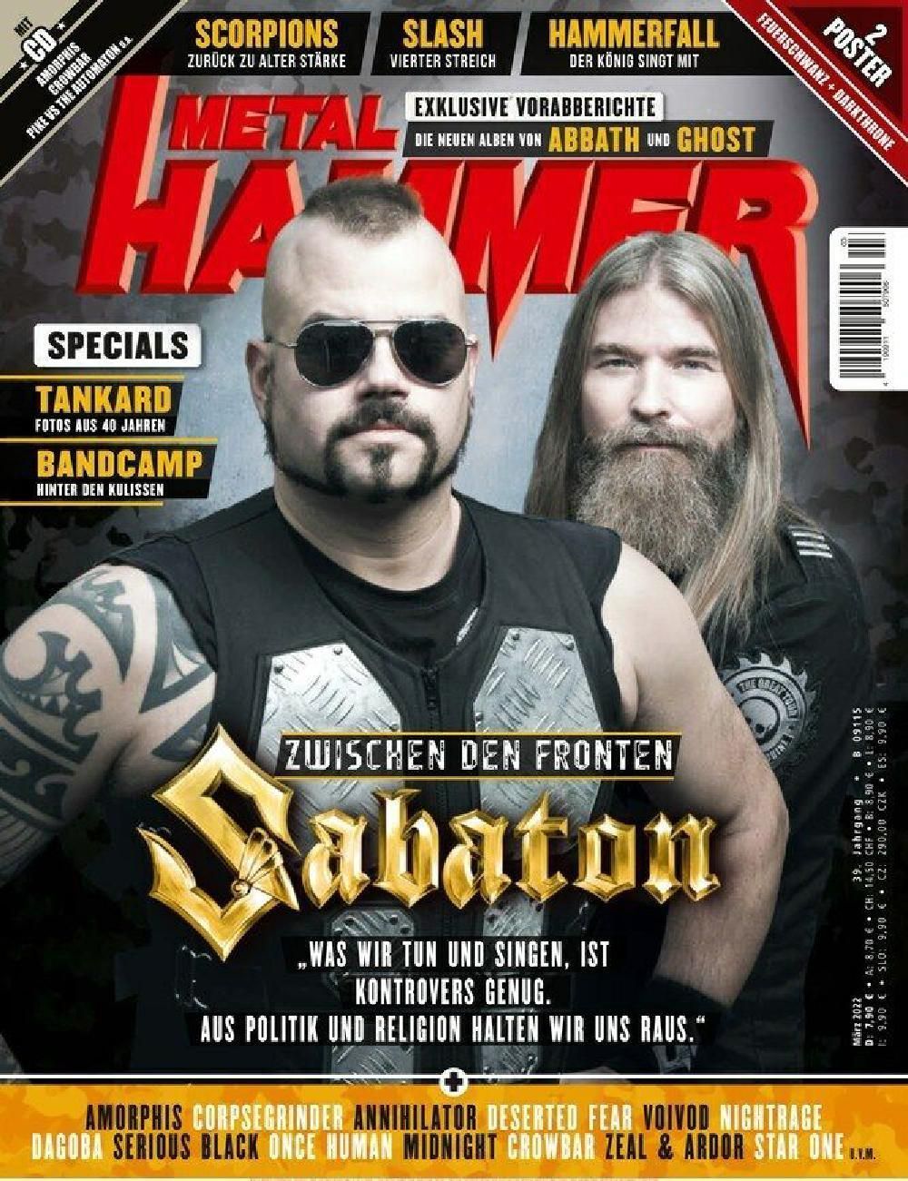 Metal Hammer Magazin Deutschland 2022-03 Sabaton Tankard Ghost Abbath