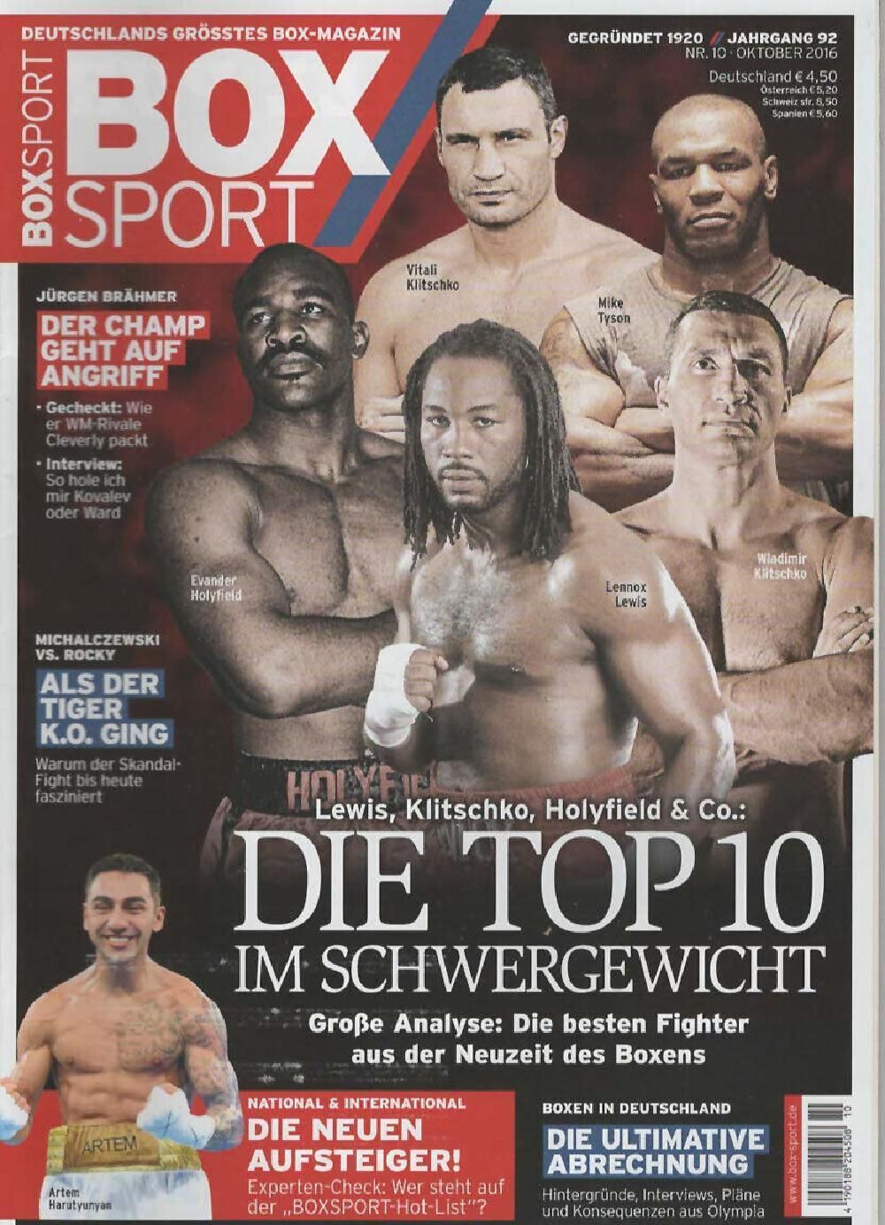Boxsport Magazin Deutschland 2016-10 Foreman Tyson Holyfield Lewis