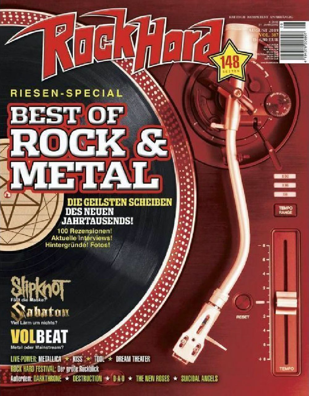 Rock Hard Magazin Deutschland 2019 #387 Slipknot Sabaton Volbeat Metallica Kiss