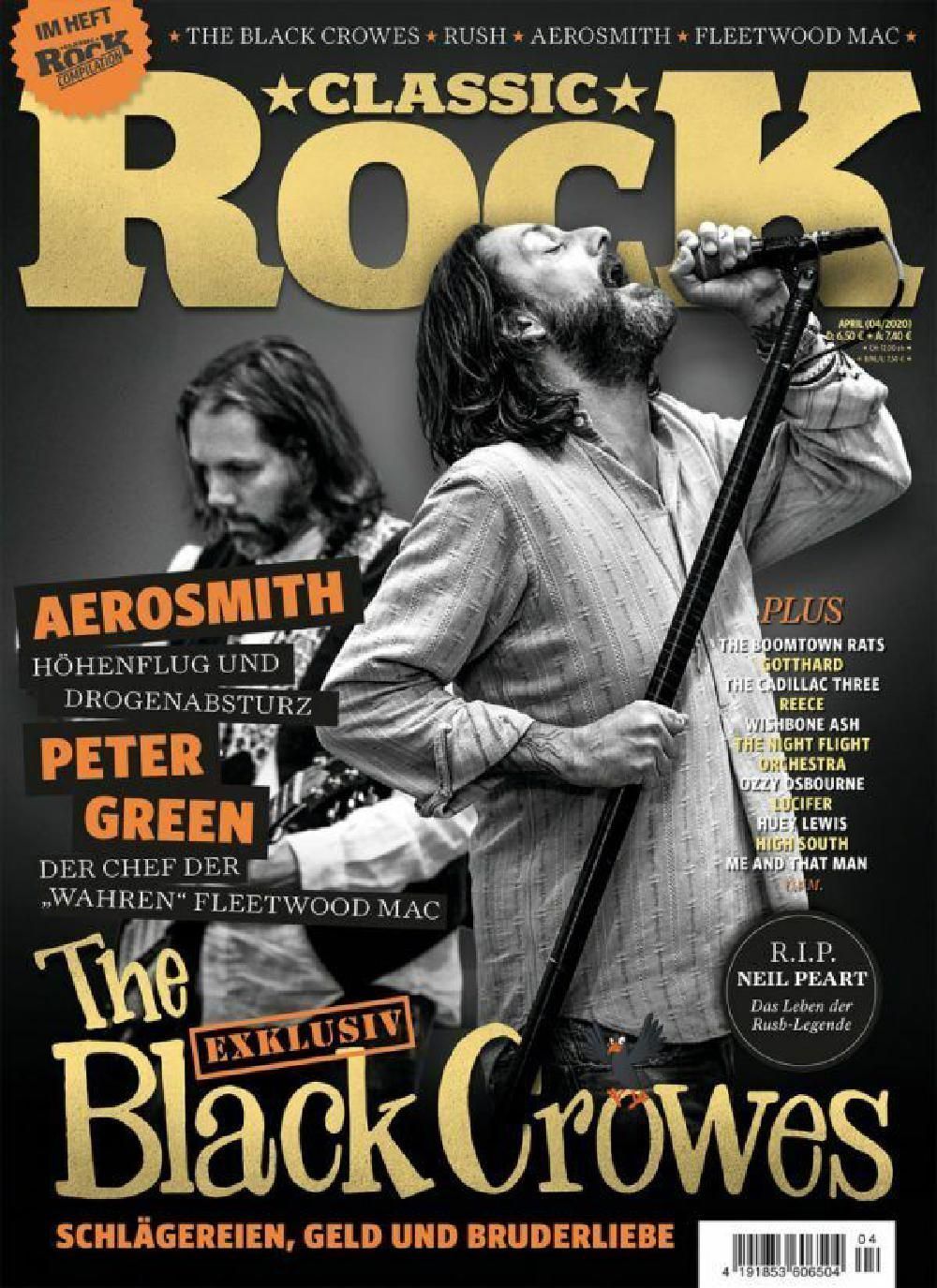 Classic Rock Magazin Deutschland 2020-04 The Black Crowes Aerosmith Peter Green Neil Peart #89