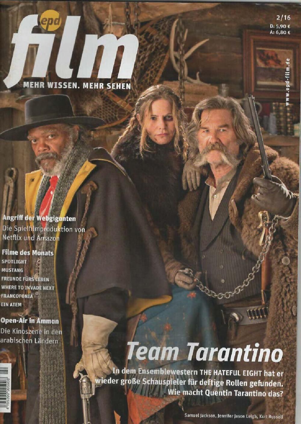 EPD Film Magazin Deutschland 2016-02 Tarantino Samuel Jackson Kurt Russell