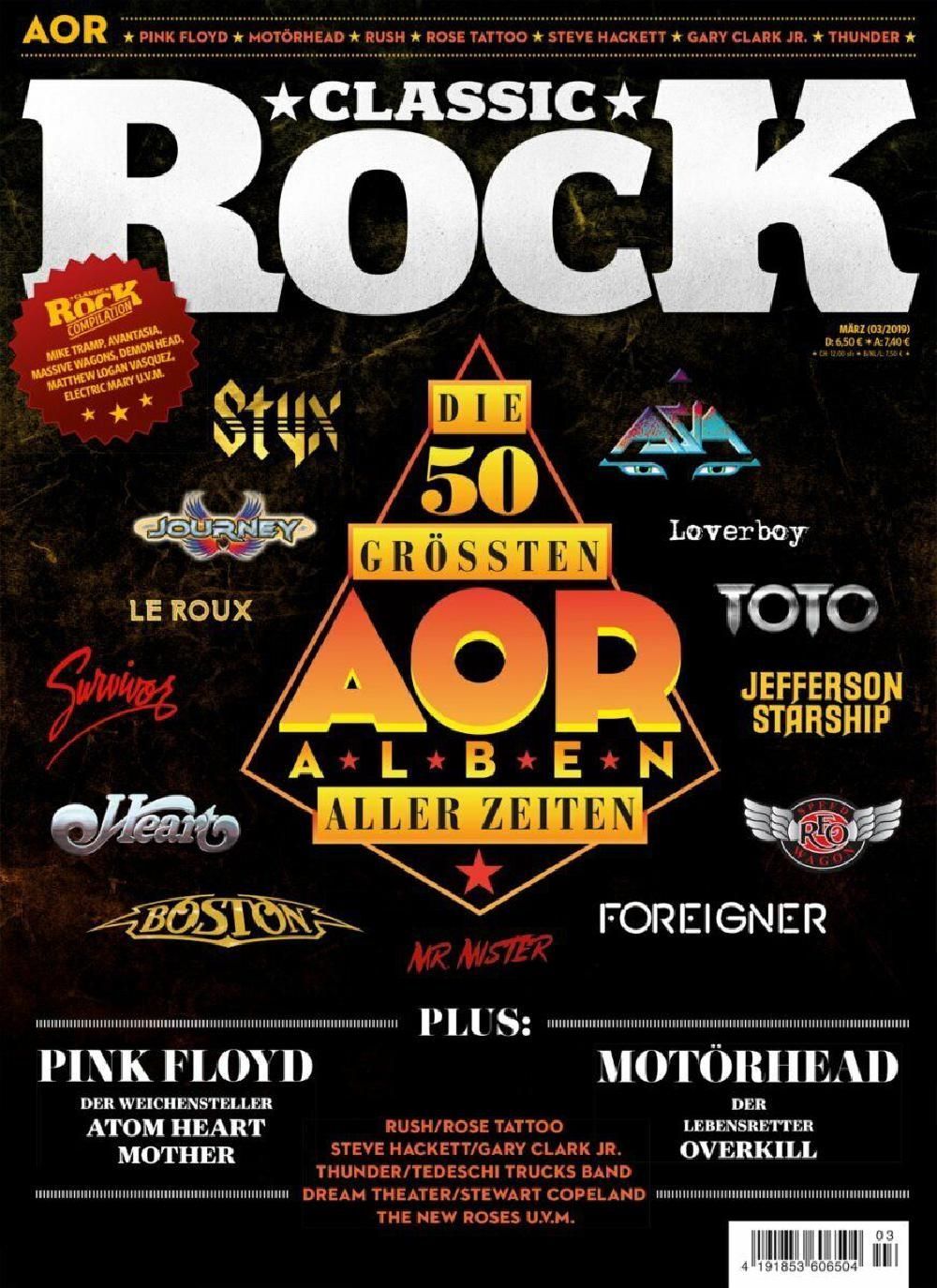 Classic Rock Magazin Deutschland 2019 #78 AOR Boston Foreigner Toto Styx Loverboy Steve Hackett Gary Clark Jr. Stewart Copeland Mike Tramp