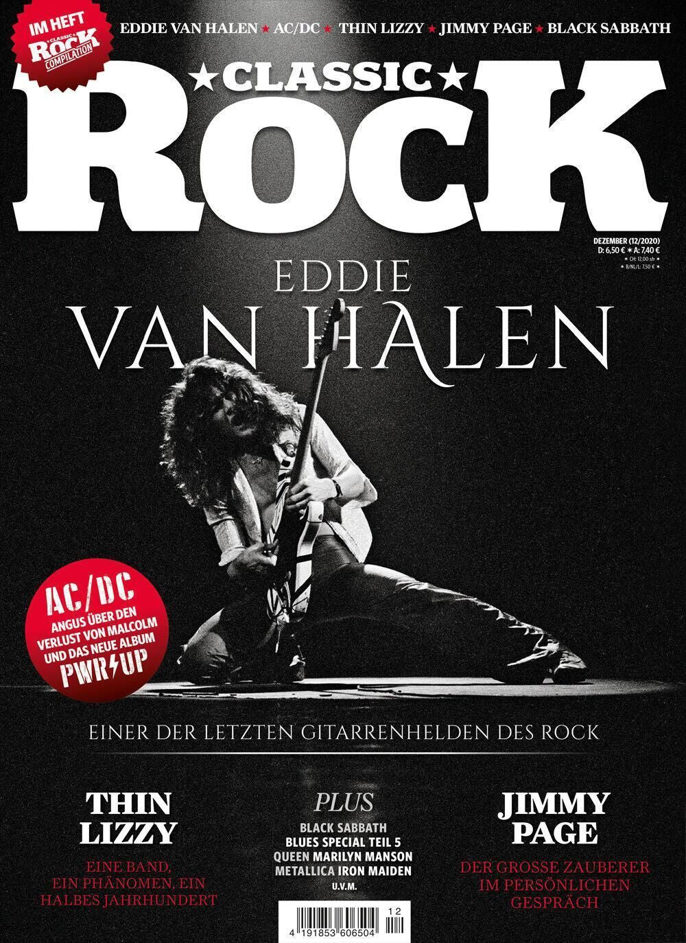Classic Rock Magazin Deutschland 2020-12 Eddie Van Halen Black Sabbath Thin Lizzy Queen + CD