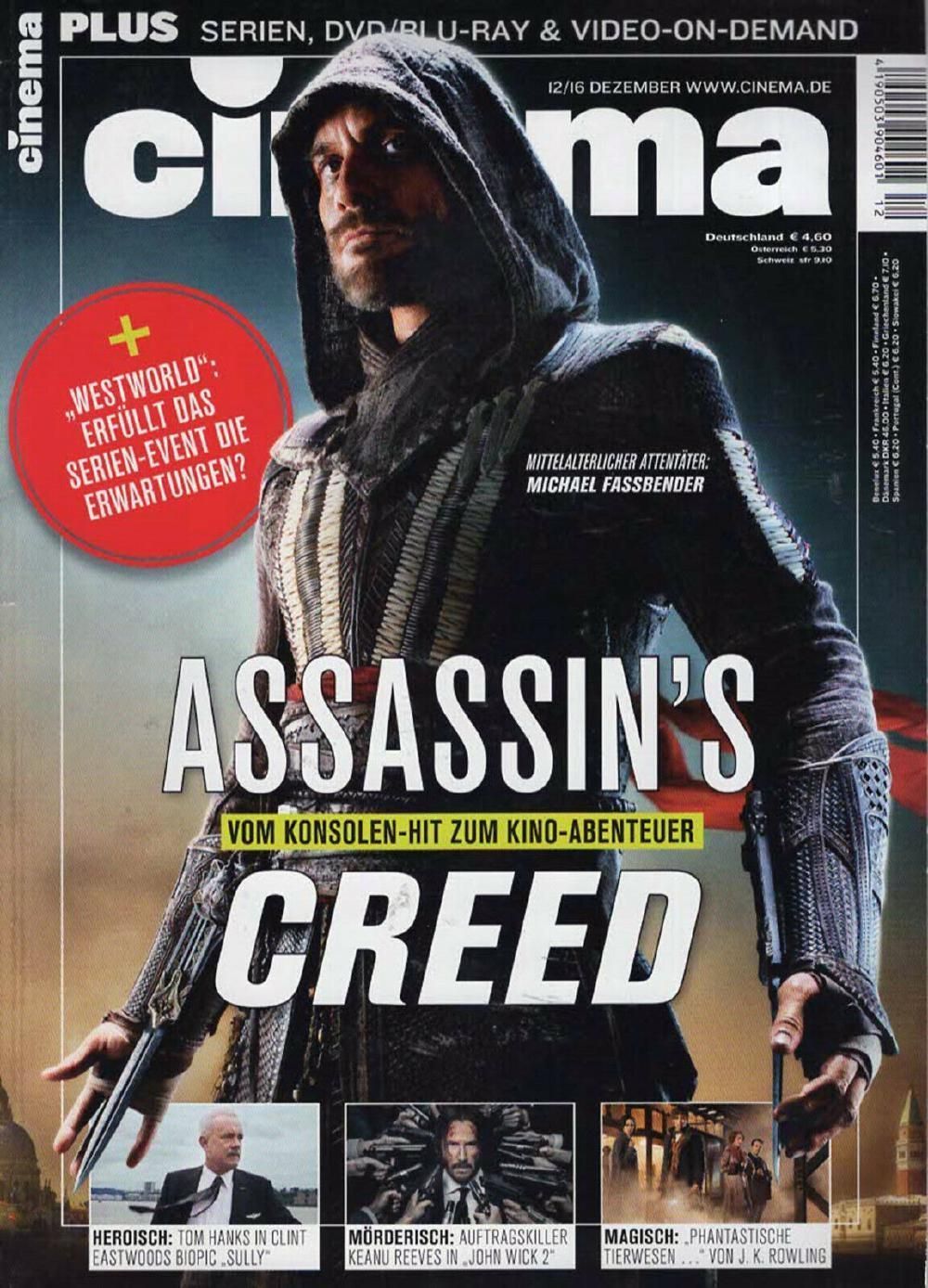 Cinema Magazin Deutschland 2016-12 Michael Fassbender Tom Hanks Keanu Reeves