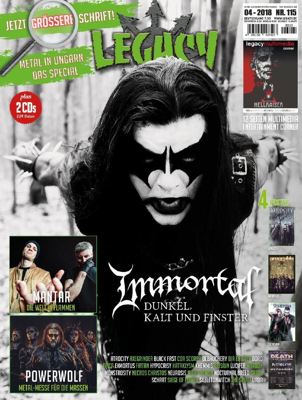 Legacy Magazin Deutschland 2018 #115 Immortal Mantar Powerwolf
