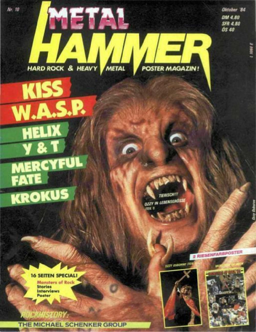 Metal Hammer Magazin Deutschland 1984-10 Ozzy Osbourne Kiss Wasp Helix