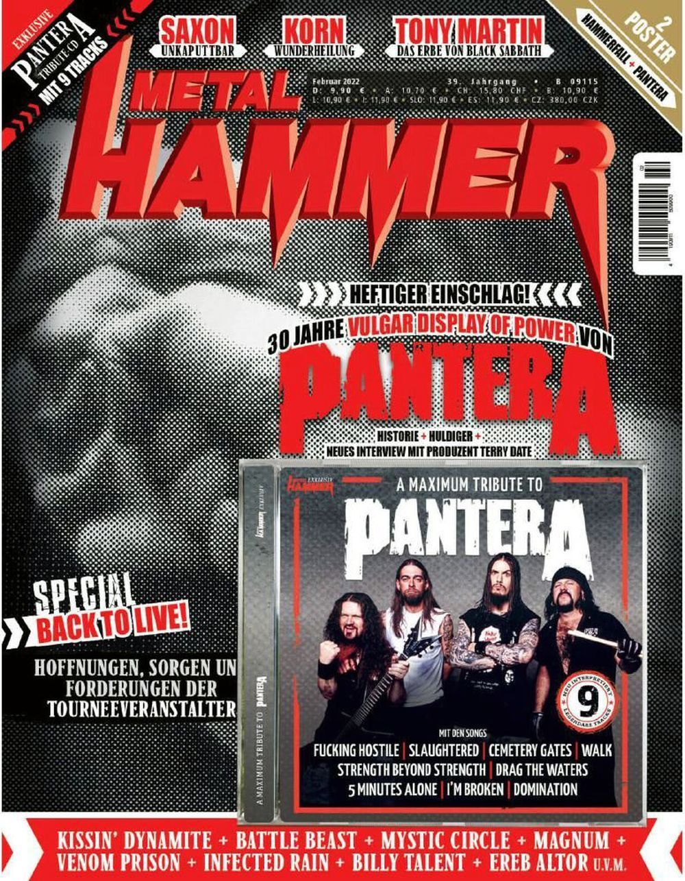 Metal Hammer Magazin Deutschland 2022-02 Pantera Saxon Korn Tony Martin + CD