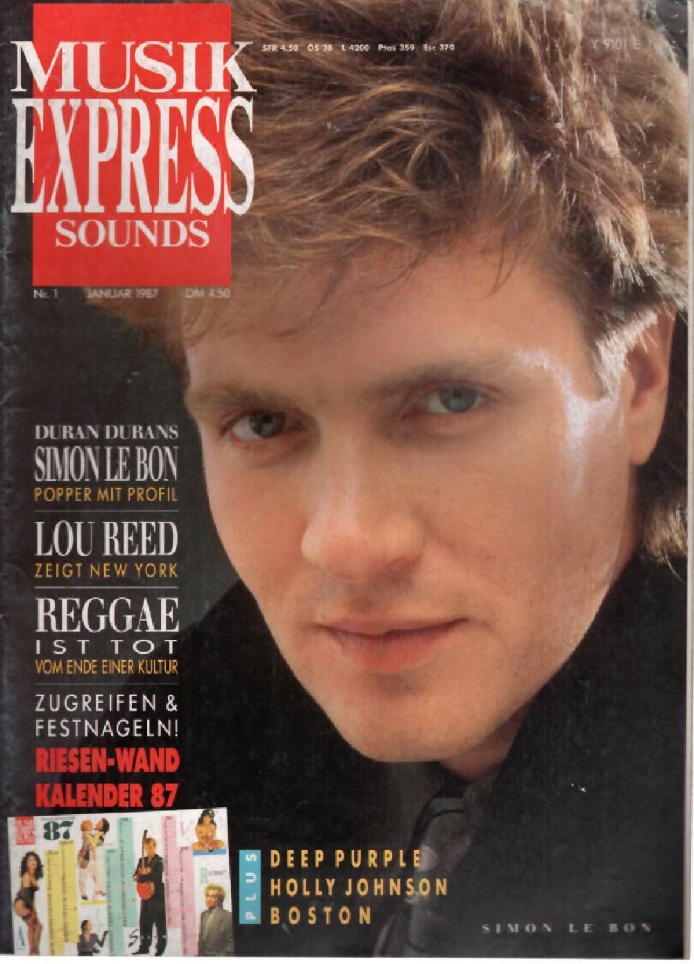 Musikexpress Magazin Deutschland 1987-01 Simon Le Bon Duran Duran Lou Reed