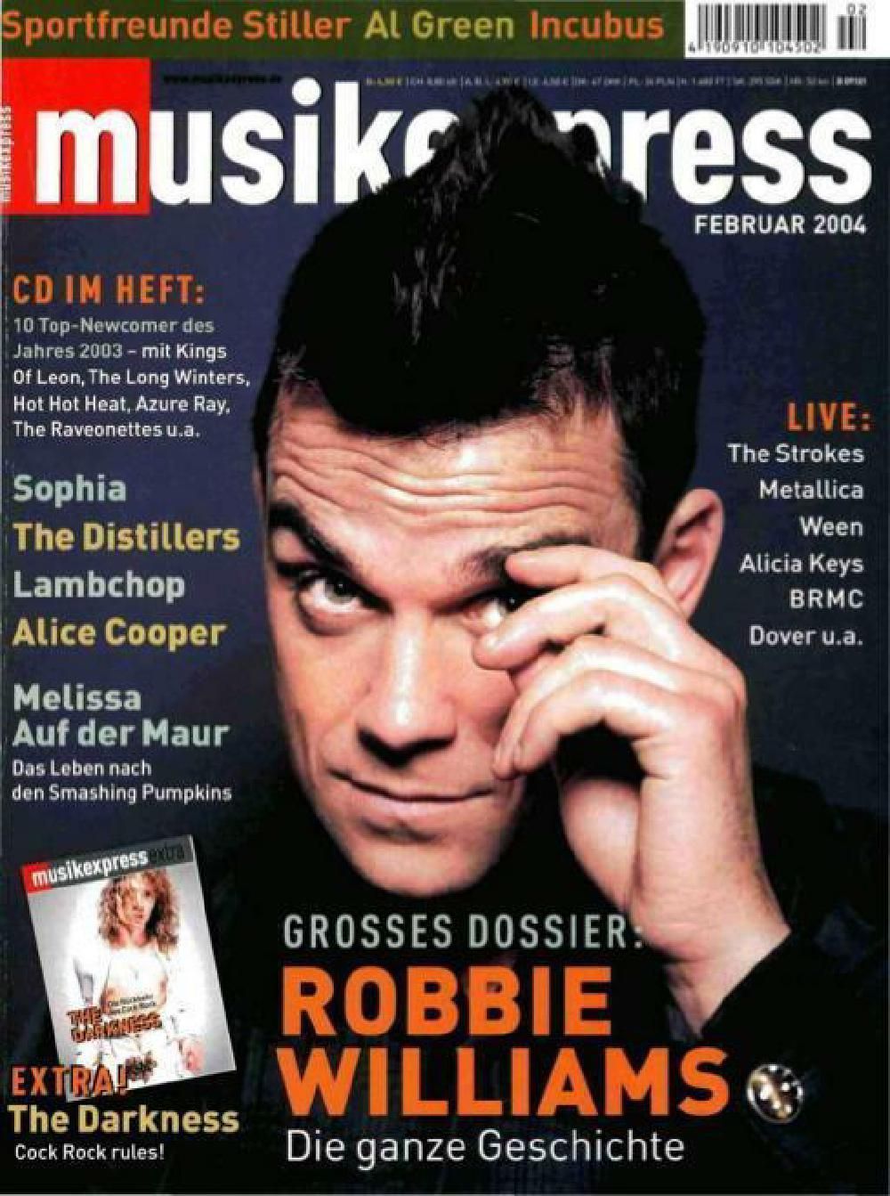 Musikexpress Magazin Deutschland 2004-02 Robbie Williams The Darkness