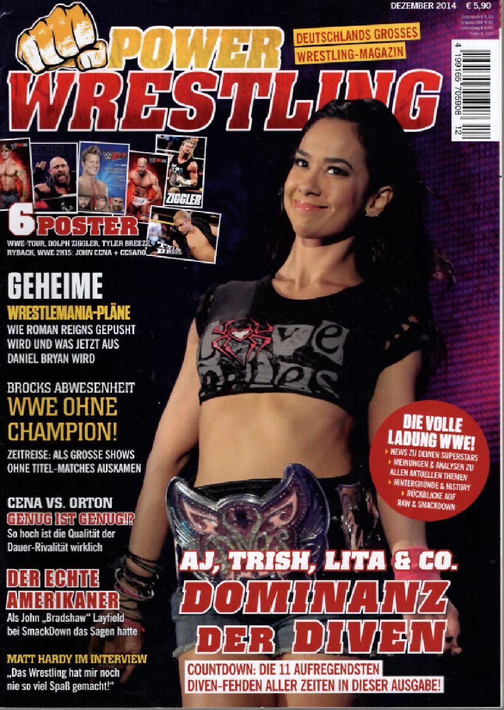 Power Wrestling Magazin Deutschland 2014-12 AJ Trish Lita Roman Reigns Cena AJ
