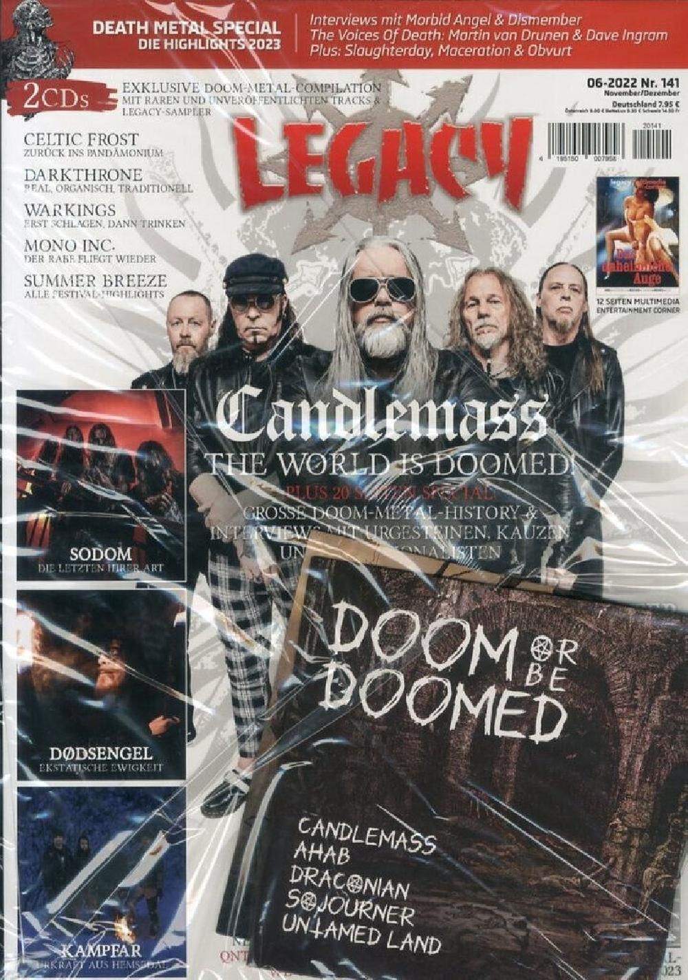 Legacy Magazin Deutschland 2022 #141 Candlemass Sodom Kampfar