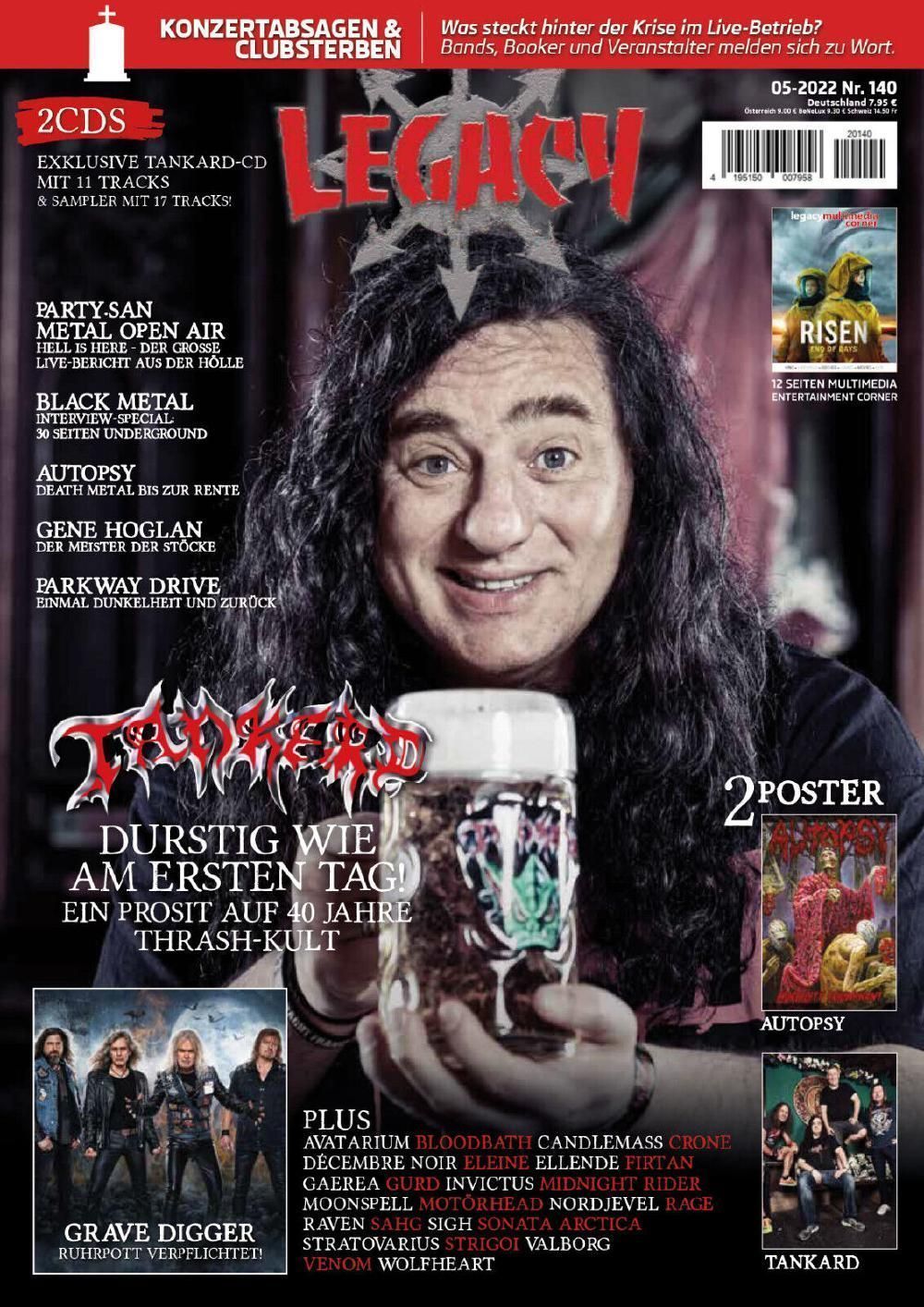 Legacy Magazin Deutschland 2022 #140 Tankard Grave Digger Autopsy