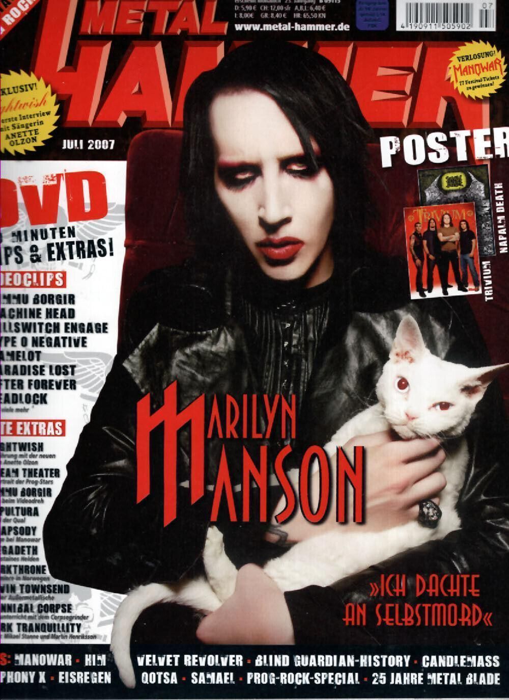 Metal Hammer Magazin Deutschland 2007-07 Marilyn Manson HIM Nightwish The Used