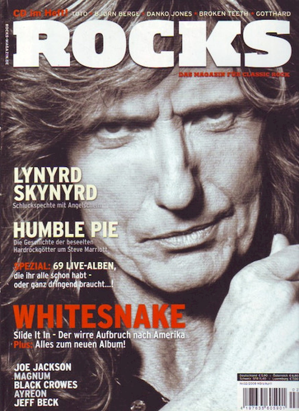 Rocks Magazin Deutschland 2008 #3 Whitesnake Lynyrd Skynyrd Humble Pie Joe Jackson